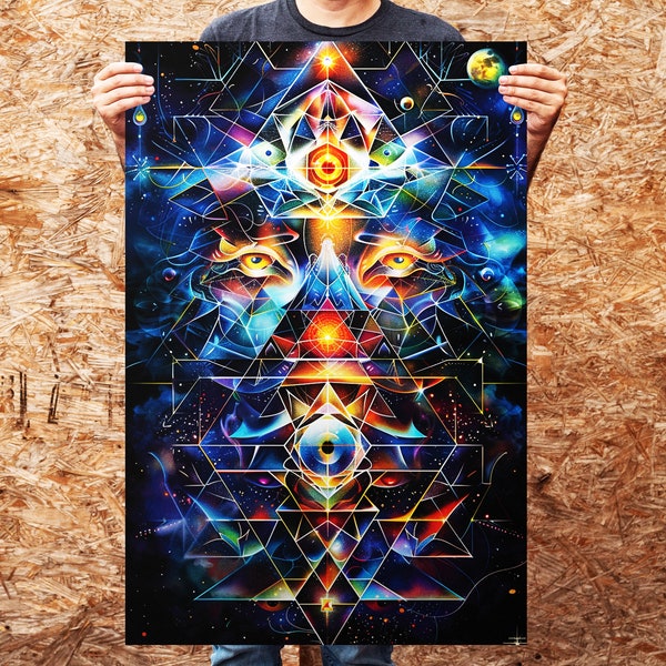 Sacred Geometry Universe Canva | Gate for Another World | Psychedelic Wall Art | Mystic Print | DMT Art | Gift Idea | Psytrance Print