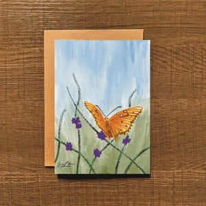 Tarjetas de felicitación 100 % recicladas y pintadas a mano con la pintura "Mariposa hawaiana"