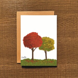 Handgemalte, 100% recycelte Grußkarten mit Gemälde ""Fall Trees""