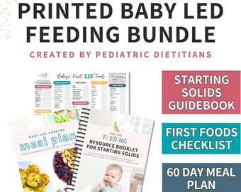 Starting Solids Printed Guide | 60 Day Baby Led Feeding Meal Plan | First 115+ Foods Checklist | Created by Pediatric Dietitians
