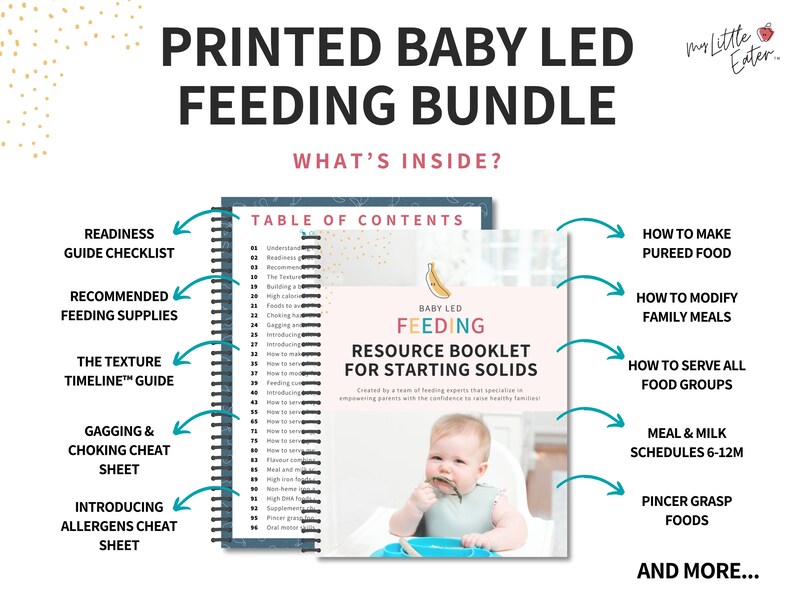 Starting Solids Printed Guide | 60 Day Baby Led Feeding Meal Plan | First 115+ Foods Checklist | Created by Pediatric Dietitians