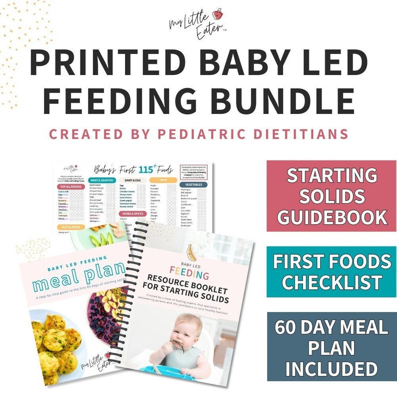 Starting Solids Printed Guide | 60 Day Baby Led Feeding Meal Plan | First 115+ Foods Checklist | Created by Pediatric Dietitians