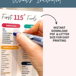 Baby Food Introduction Tracker Solids Tracker Weaning Checklist Baby Led Weaning Baby Food Chart First Foods Printable Digital Download New Parents First Time Parents Organized Parents
