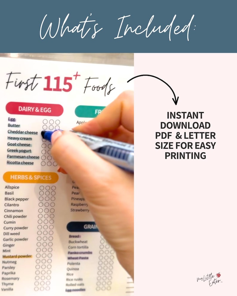 Baby Food Introduction Tracker Solids Tracker Weaning Checklist Baby Led Weaning Baby Food Chart First Foods Printable Digital Download New Parents First Time Parents Organized Parents