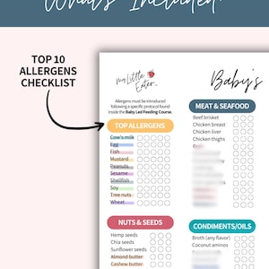 Baby Food Introduction Tracker Solids Tracker Weaning Checklist Baby Led Weaning Baby Food Chart First Foods Printable Digital Download New Parents First Time Parents Organized Parents