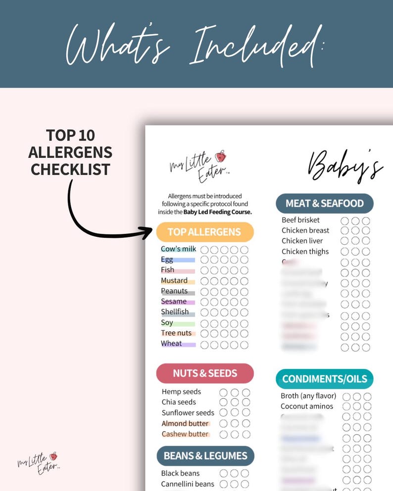 Baby Food Introduction Tracker Solids Tracker Weaning Checklist Baby Led Weaning Baby Food Chart First Foods Printable Digital Download New Parents First Time Parents Organized Parents