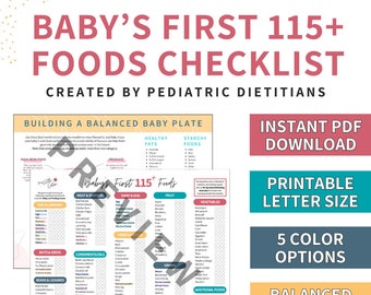 Lista di controllo degli oltre 115 alimenti per il bambino / Tracker alimentare stampabile / Download PDF / Creato da dietisti pediatrici / My Little Eater