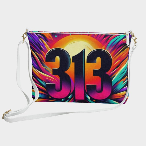 Vibrant 313 Vegan Crossbody Bag - Eco-Friendly Detroit Pride