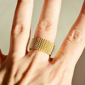 Light Gold Ring, Miyuki Japanese Galvanized beads, Minimalist style, Everyday Business, Peyote, Select size