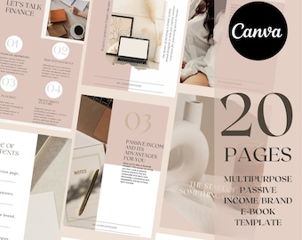 Blush 'Passive income Work Book' Ebook template Canva | Blogger ebook template | Digital Ebook template | Magazine template | Customize