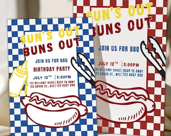 Bewerkbare BBQ-uitnodiging, zomercookout, barbecue-uitnodiging, buiten BBQ-uitnodiging, uitnodiging zomerfeest achtertuin, BBQ-verjaardagsuitnodiging