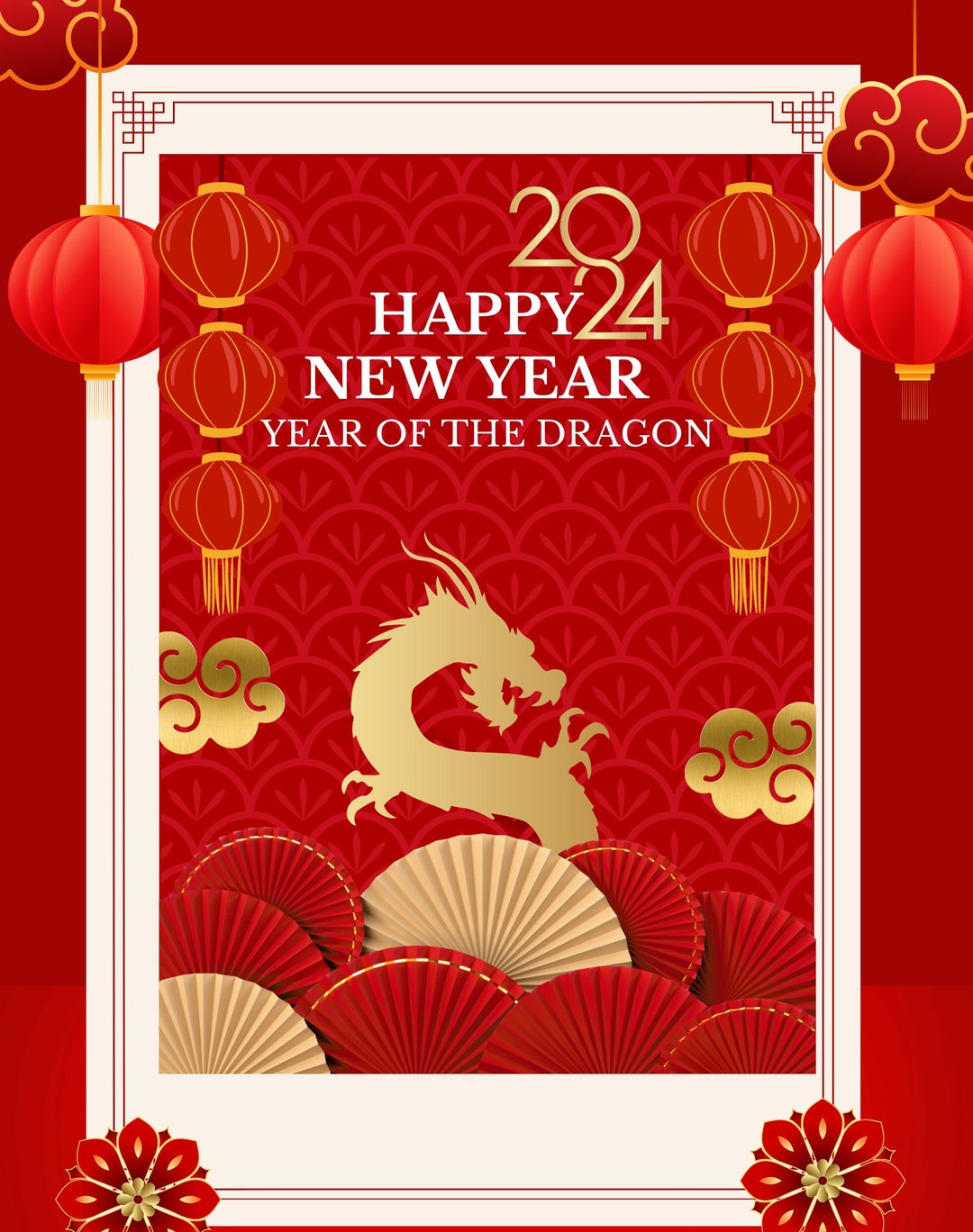 Lunar New Year Card 2024 DIGITAL DOWNLOAD Printable Card Chinese New