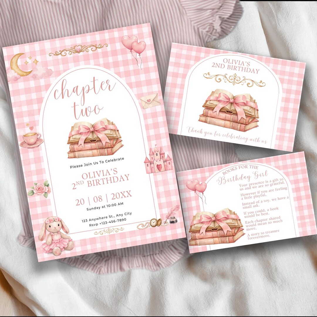 Chapter Two Birthday Invitation Bundle, Storybook Theme, Any Age Girl ...