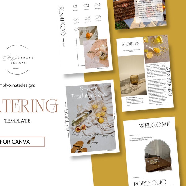 Magazine looking 'Catering Template' Ebook Canva | Blogger ebook template | Digital Ebook template | Magazine template | Customize and Edit