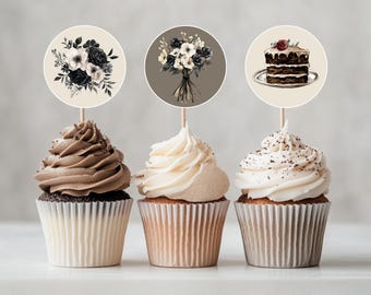 Spooky Victorian Halloween Cupcake Toppers, Gothic High Tea Designs (Printable PDF)