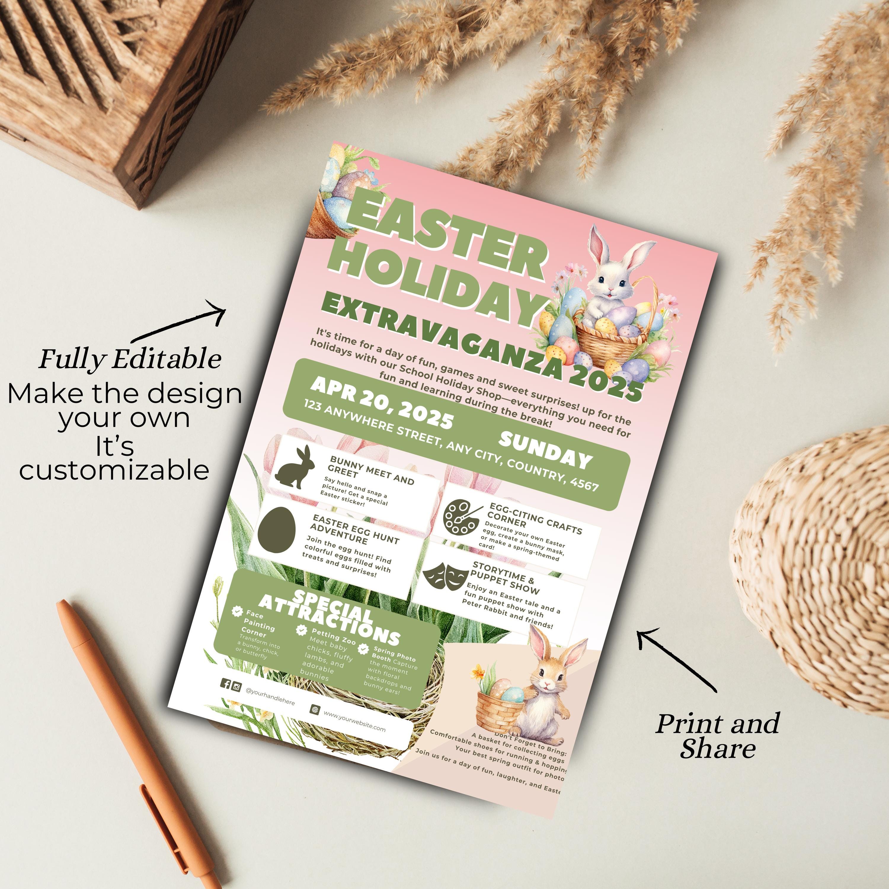 Easter Program Fly Editable Easter Event Program Template - Instant Download - A4 ...