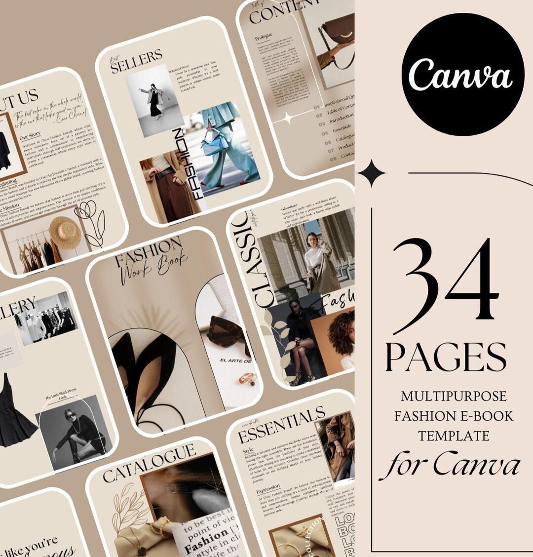 Booklet Style Blog Format Fashion E-book Template, Instant Download, Canva Style Business Ebook ...