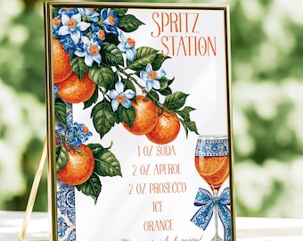 Aperol Spritz Station, Decoratief menu, Spritz vrijgezellenfeest, Signature Drink Sign, Cocktail Signage, Canva-sjabloon, Afdrukbaar bord