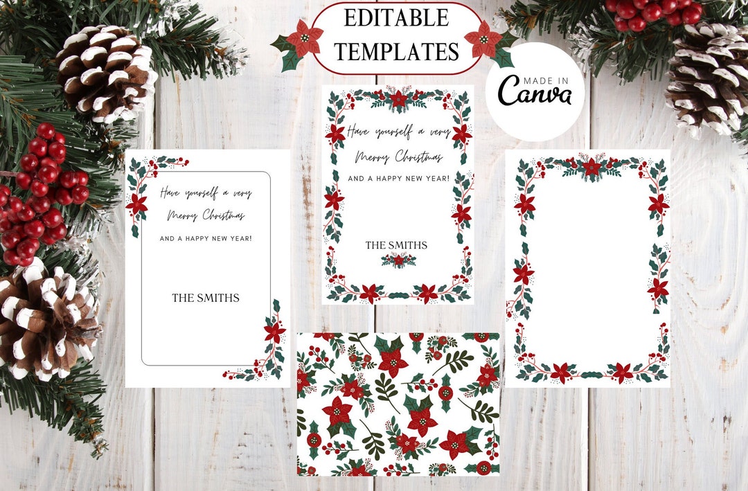 Editable Christmas Card Bundle Canva Template/editable - Etsy