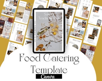 Editable Food Catering Magazine Ebook Template - Digital Download, Booklet for Bloggers, Stylish Branding, Canva, Professional Customizable