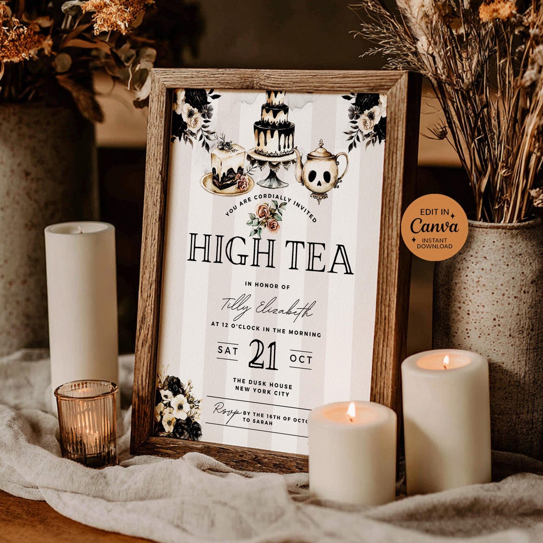 Spooky Victorian Goth High Tea Invitation, Elegant Halloween Party ...