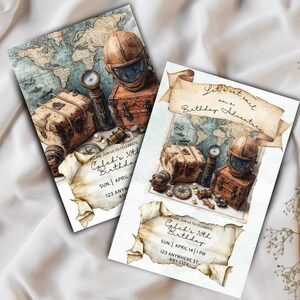 Maritimes Abenteuer 30. Geburtstag Party Einladung - Digitaler Download - Bearbeitbare druckbare Einladung - Vintage unter dem Meer Dekor - Canva Karte