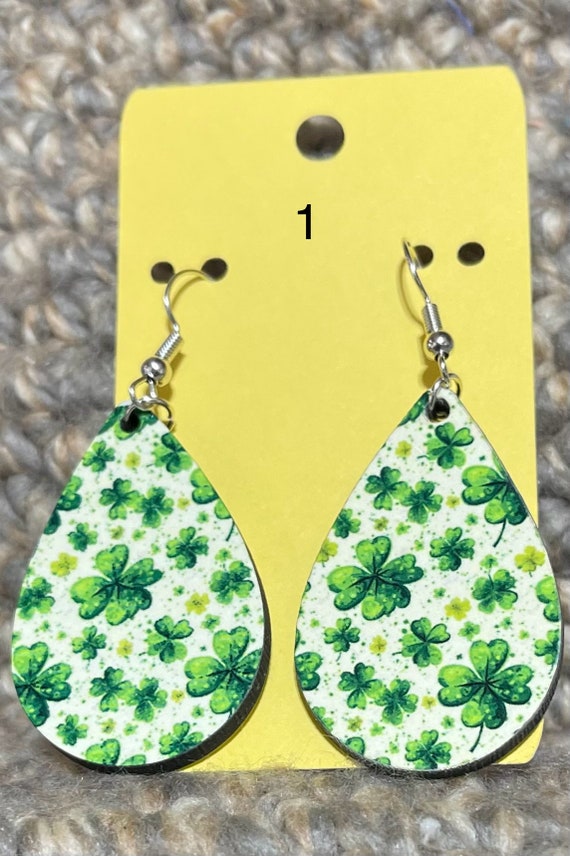 St. Patricks Day Sublimated Earrings, St. Paddys Day Earrings, Wood and Acrylic Sublimated Earrings, Dangle Earrings