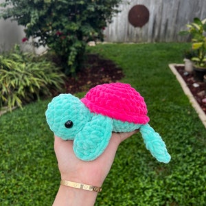 Peluche tartaruga marina all'uncinetto, peluche tartaruga marina all'uncinetto in velluto, tartaruga marina carina, peluche all'uncinetto fatto a mano, amigurumi, tartaruga marina