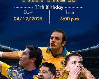 Club America Birthday Invitation (English and Spanish) Invitacion Club America