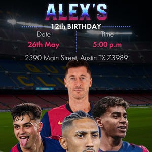 Fc Barcelona Birthday Invitation (English and Spanish) Invitacion Fc Barcelona