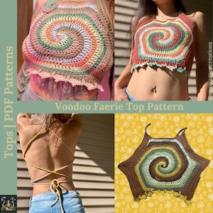 Patrón de blusa en espiral estilo boho tejida a crochet