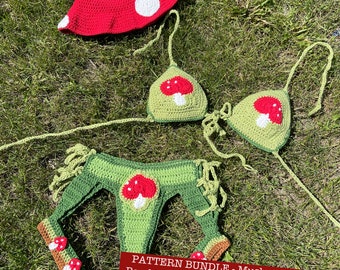 Conjunto de patrones de ganchillo PDF de Mushroom Bambi de 3 piezas Fairy Rave Core