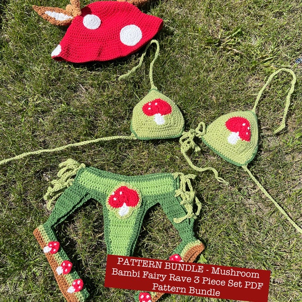 Mushroom Bambi 3-delige Fairy Rave Core PDF-haakpatroonset