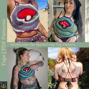 Mushroom Fae Spiral Crop Top Crochet PDF Pattern