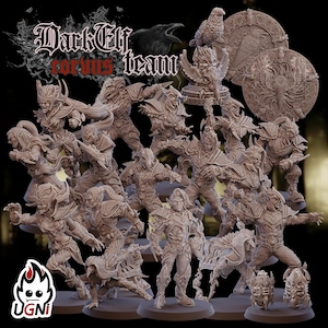Dark Elf Team (Corvus Cabal Style) - Designed by UGNI Miniatures - Fantasy Football