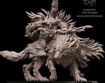 Goblin Della Steppa Montato Khan Sul Lupo – Highlands Miniatures 28mm Per The Old World