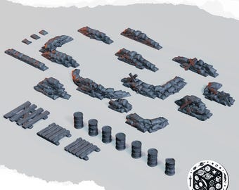 Diceverse - Trench Terrain: Sandbags and Barrels -  (Custom Order)