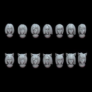 Saint Decent - Pack de 20 cabezas de Catgirl - Diseñador de Trench Crusade (pedido personalizado)