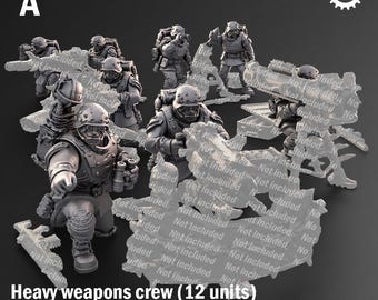 Adeptus-miniaturen: de zonen van ijzer. Renegades and Heretics Heavy Weapons-teams x 3 (aangepaste volgorde)