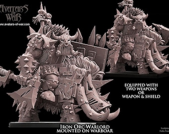 Avatars of War - Iron Orc Warlord on Warboar - Fantasy / D&D (Custom Order)