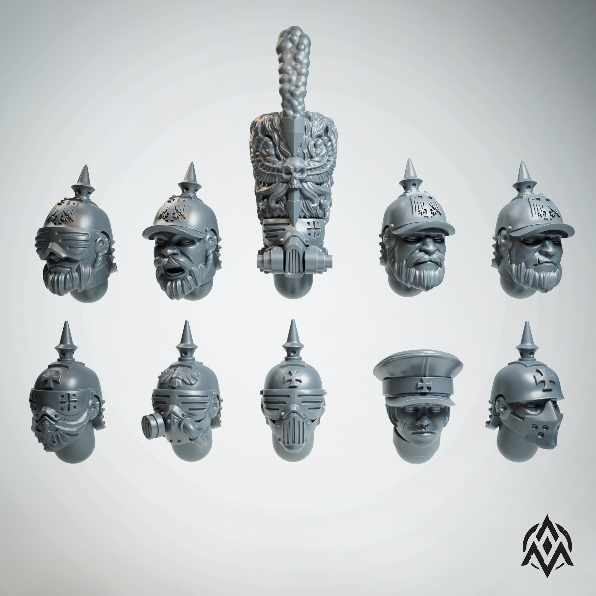 軍 チャレンジ Arcamundi - Prussian Dieselpunk Heads X20 - Trench Compatible