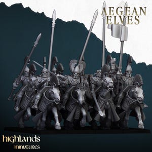 Highland Miniatures - Aegean Elves Mounted Lances - Fantasy / D&D (Custom Order)