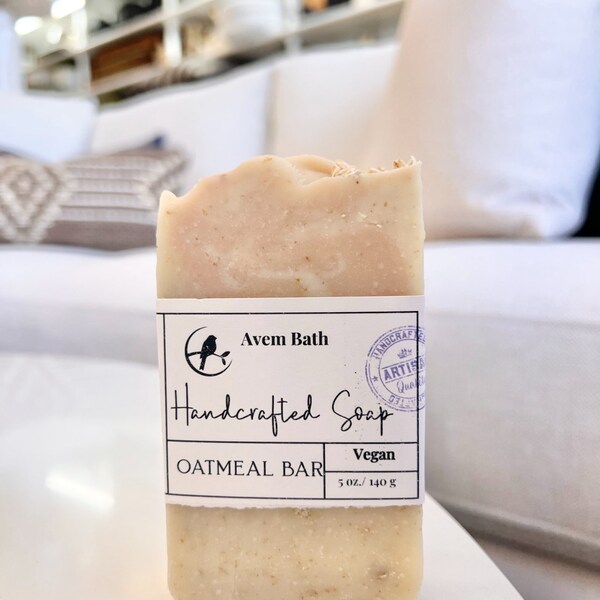 Soap Oatmeal Vegan Artisan Gentle Oatmeal Soap Rustic Soap Sensitive Skin Soap Exfoliating Soap Unscented Gifts for Her Mom Gifts Scrub Soap