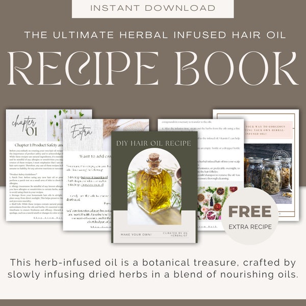 Recipe eBook Hair Oil Recipe for Hair Oil Infused Herbal Oil Recipe Scalp Hair Growth Recipe Hair Loss Scalp Food Recipe Hair Care Gift