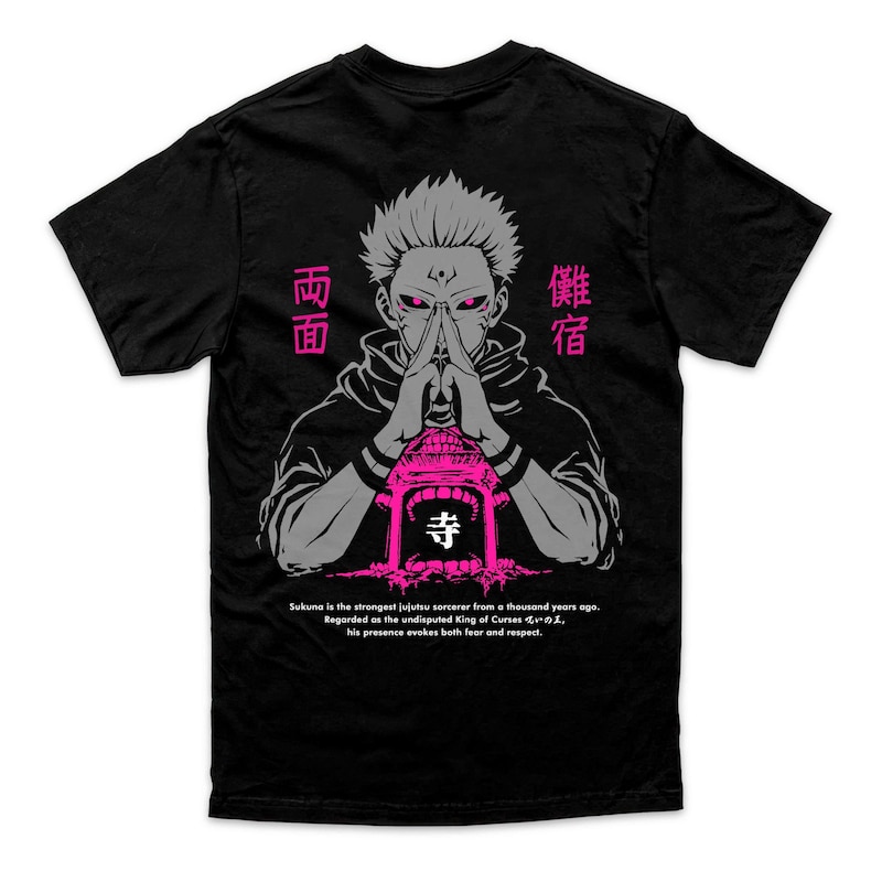 T-shirt Jujutsu Kaisen Sukuna Gojo - Anime JJK - Taille S à 5XL Noir - Neuf Avec étiquettes