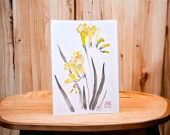 Carte postale florale japonaise/aquarelle florale/Carte postale/aquarelle florale Carte florale japonaise/Carte postale aquarelle florale
