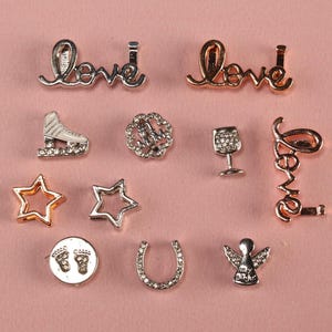 0.39&quot; (10mm) Slide Charms • Steel Charms with Zircon Stones • Comes in A Personalized Jewelry Pouch • Personalize Your Charm Bracelets