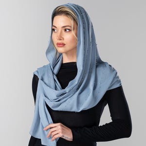 Oklahoma Blue Head Scarf – Soft Lightweight Church Veil | Anti-Static Hair Covering | Modest Wrap | Personalized Gift for Her