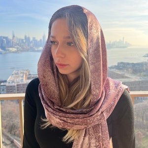 Jacquard Head Scarf: 30” x 73” Patterned Church Veil, Anti-Static, Personalized, 14 Colors