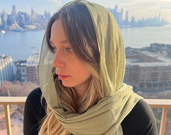 Shimmery Denver Head Scarf: 30" x 73" Luxury Veil, Anti-Static, Personalized, 11 Colors